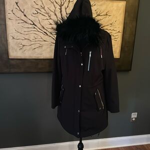 Fur Trimmed - Hooded Parka w Adjustable Waist